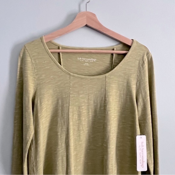 NEW Soft Surroundings Linley Green Asymmetrical Lace Hemline Tunic XS - Picture 2 of 11